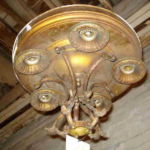 Large flush-mount ornate brass 5-bulb fixture 206-3836-1